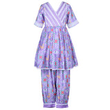 Rang Purple Printed Angrakha Kurta & Salwar Set