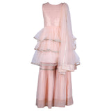 Rang Peach Sequined Tiered Sharara Set With Dupatta