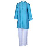 Rang Turquoise Blue Embroidered Kurta Pyjama Set