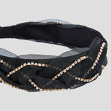 Choupette Braided Black Headband With Crystals