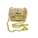 Choupette Golden Little Tweed Bag With Chain