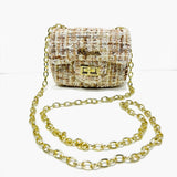 Choupette Golden Little Tweed Bag With Chain