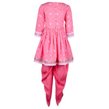Rang Pink Printed Peplum Kurta with Dhoti Pants