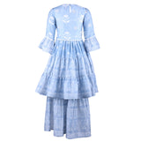 Rang Light Blue Tiered Floral Printed Sharara Set