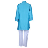 Rang Turquoise Blue Embroidered Kurta Pyjama Set