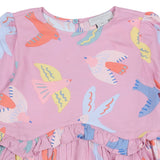 Stella McCartney Pink Dress With Multi Birds Printed