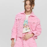 Embroidered Denim Jacket, pink(98)