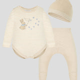 Choupette Organic Cotton Set For Newborn ( Bodysuit Footed PantsHat)