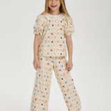 Choupette Elegant Printed Set With Laces Blouse & Pants