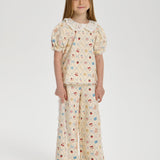 Choupette Elegant Printed Set With Laces Blouse & Pants