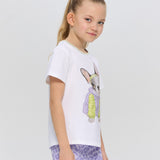 Doggy T-shirt with crystals, ecru