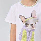 Doggy T-shirt with crystals, ecru