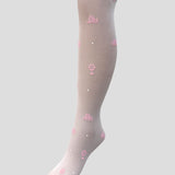 Choupette White Tights Microfiber 20 Den With Pink Flowers