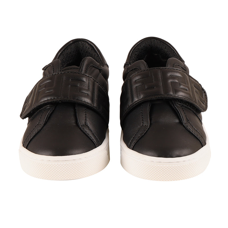 Black Velcro Shoe With Brand Logo Design