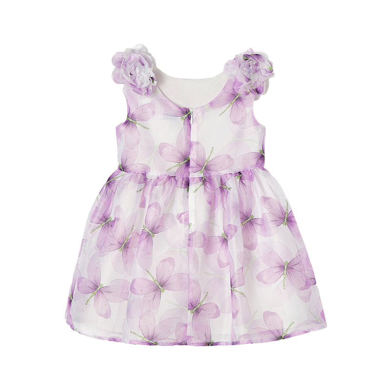 White & Purple Butterfly Dress