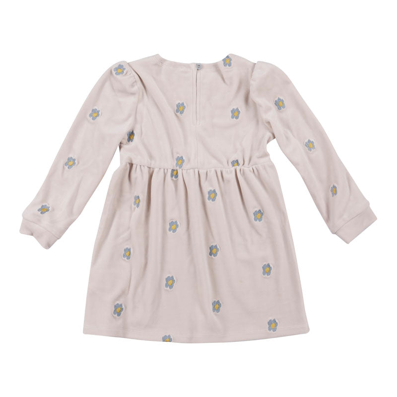 Beige Velor Dress With Chamomile Embroidery