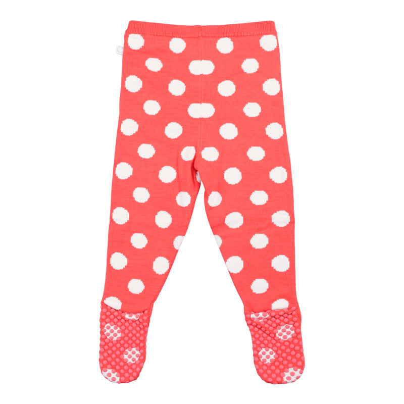 Mushroom Dot Knit Footed Leggings