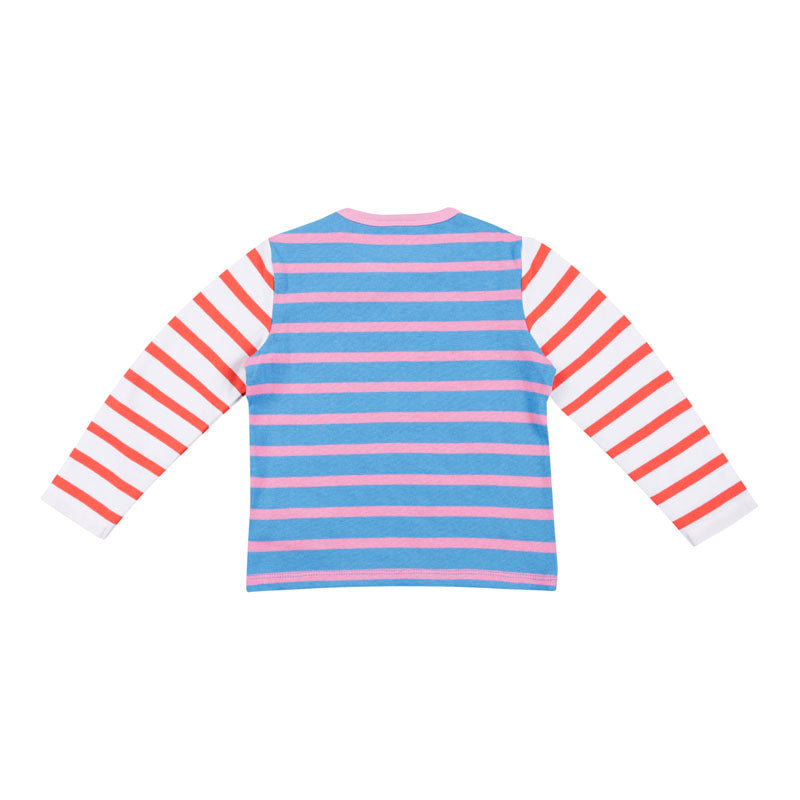Blue Striped Slogan Top