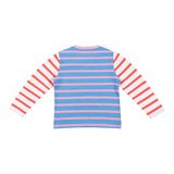 Blue Striped Slogan Top