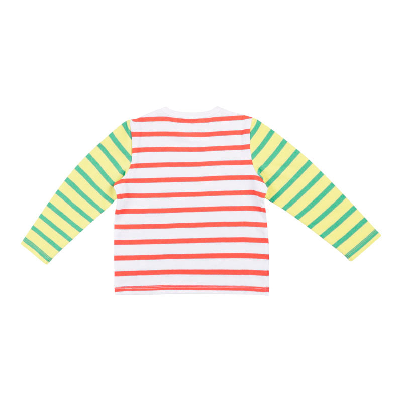 White Striped Slogan Top