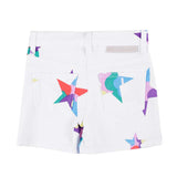White Star Print Denim Shorts