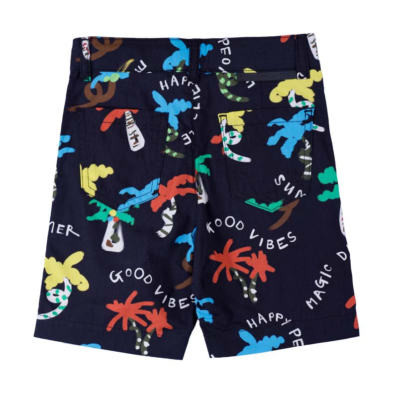 Black Jungle Print Shorts