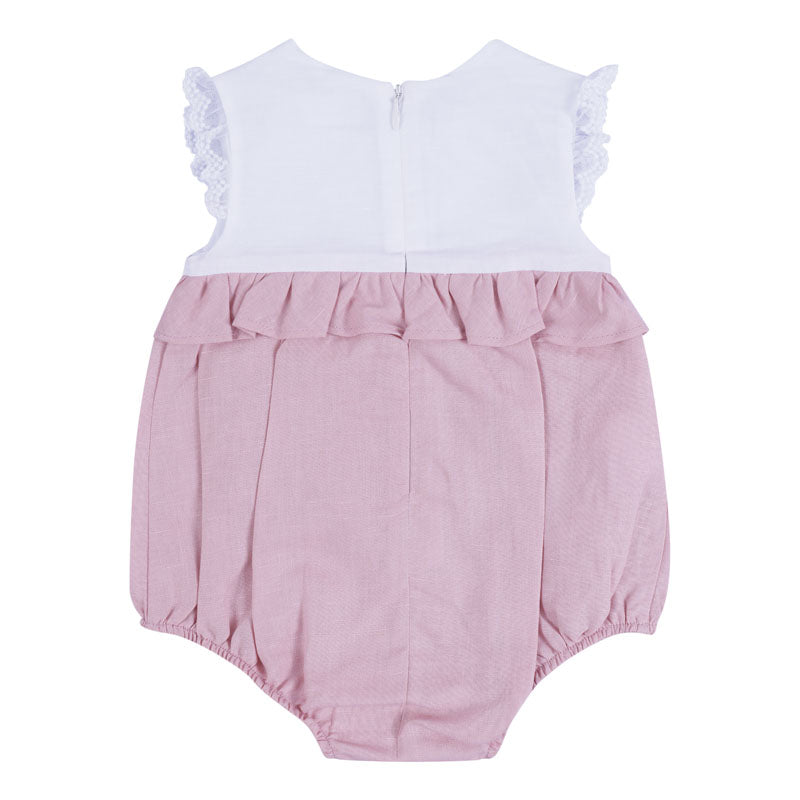 Girls White & Pink Linen Shortie