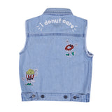 Graphic Print Denim Gilet