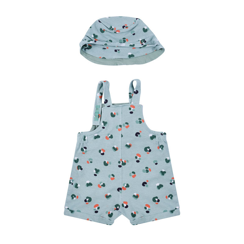 Green Cotton Short Dungarees with Hat