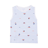 White Sleepsuit with Stripes Print