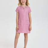 Choupette Stylish Tweed Dress With Beautiful Necklace