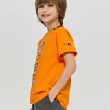 Sports T-shirt with Graphic Print, Orange(104)