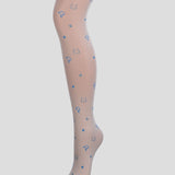 Choupette White Tights With Blue Animals