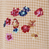 Choupette Beige Elegant Flowers Embroidered Dress