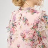 Textured dress, floral print(104)