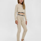 Choupette Beige Cropped T-Shirt And Legging Set