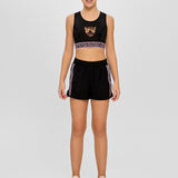 Crop Top Set Black with shorts, black