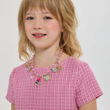 Choupette Stylish Tweed Dress With Beautiful Necklace