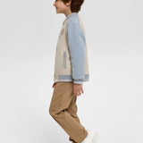 Choupette Beige Blue Combined Bomber Jacket