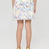 Embroidered Denim Shorts-Skirt ,pink(98)