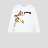 Choupette White Animal Printed Long Sleeve T-Shirt