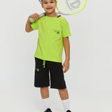 Sports Set Neon Green T-Shirt and Matching Black Shorts