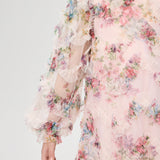 Textured dress, floral print(104)