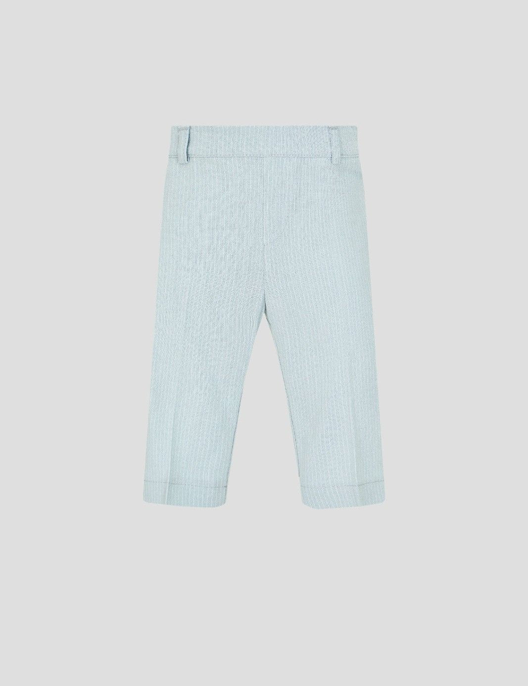 Light blue pinstriped boys' trousers, rear view