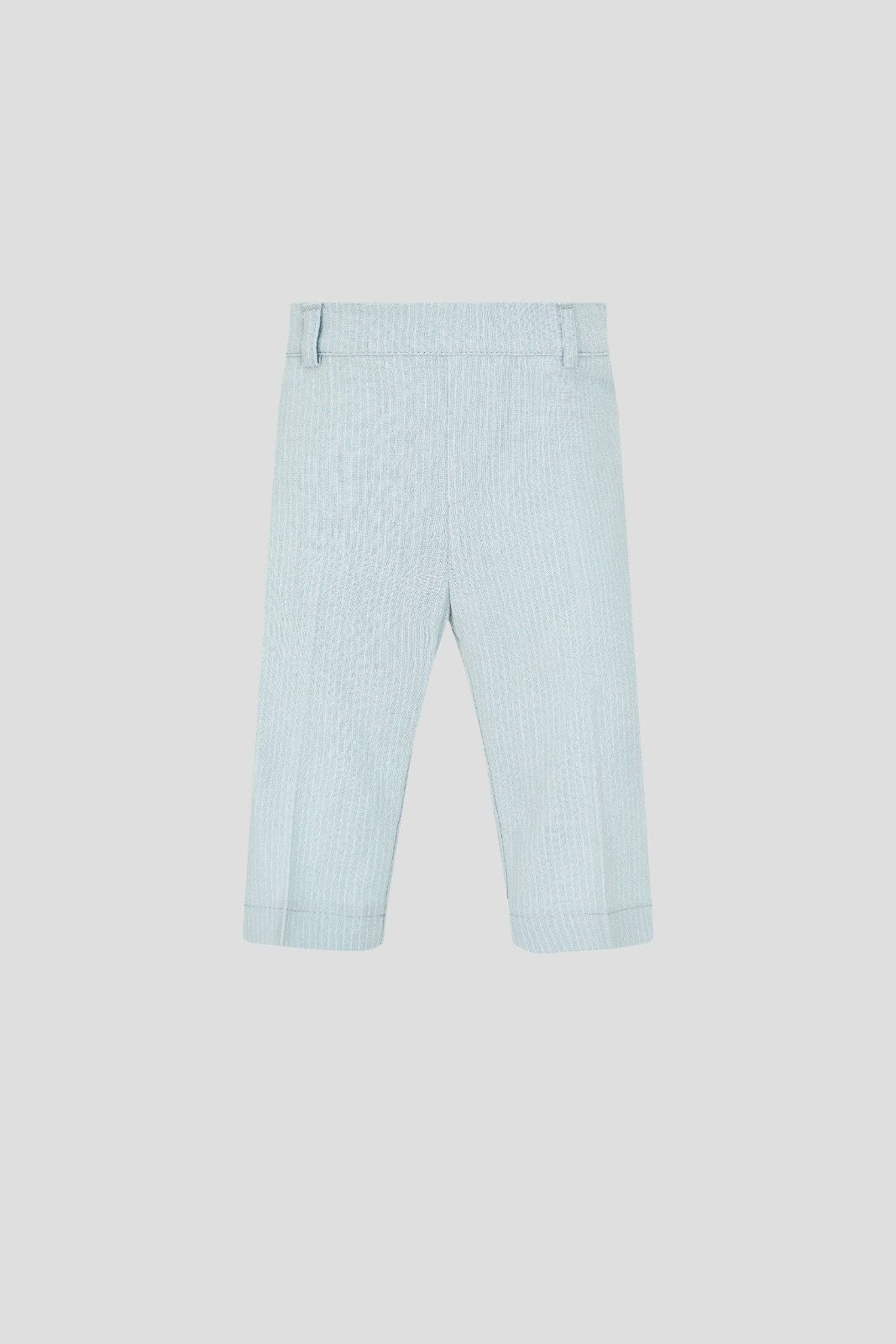 Light blue pinstriped boys' trousers, rear view