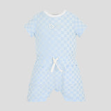 Decorated romper, blue