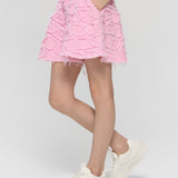 Embroidered Denim Shorts-Skirt ,pink(98)