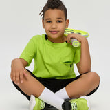 Sports Set Neon Green T-Shirt and Matching Black Shorts
