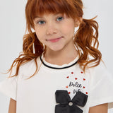 Choupette 3D Black Flower Decorated T-Shirt