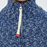 Choupette Dark Blue Melange Knitted Sweater With Zip